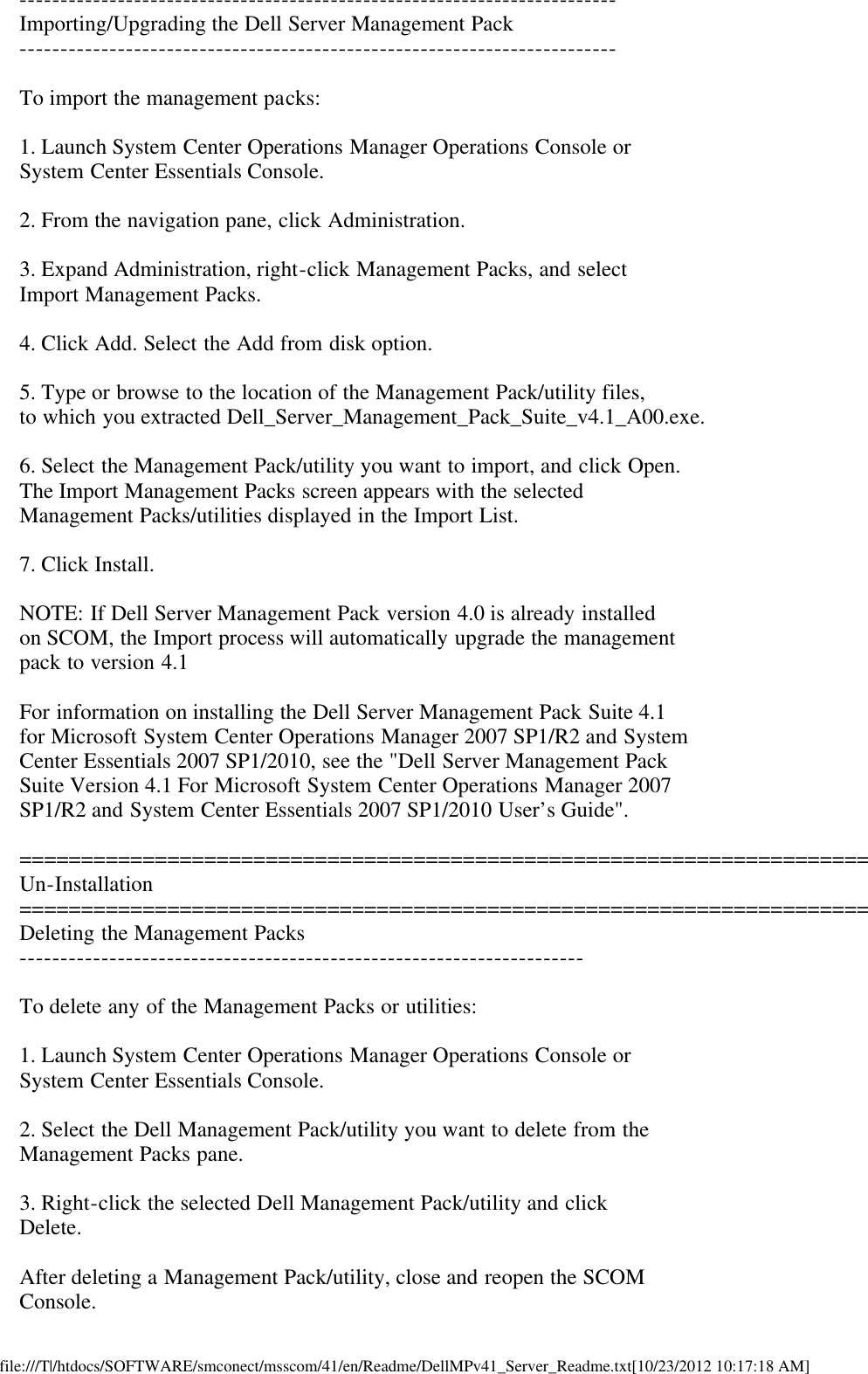 Page 4 of 9 - Dell Dell-Server-Management-Pack-Version-4-1-For-Microsoft-System-Center-Operations-Manager-Owners-Manual- Readme For Server Management Pack  Dell-server-management-pack-version-4-1-for-microsoft-system-center-operations-manager-owners-manual