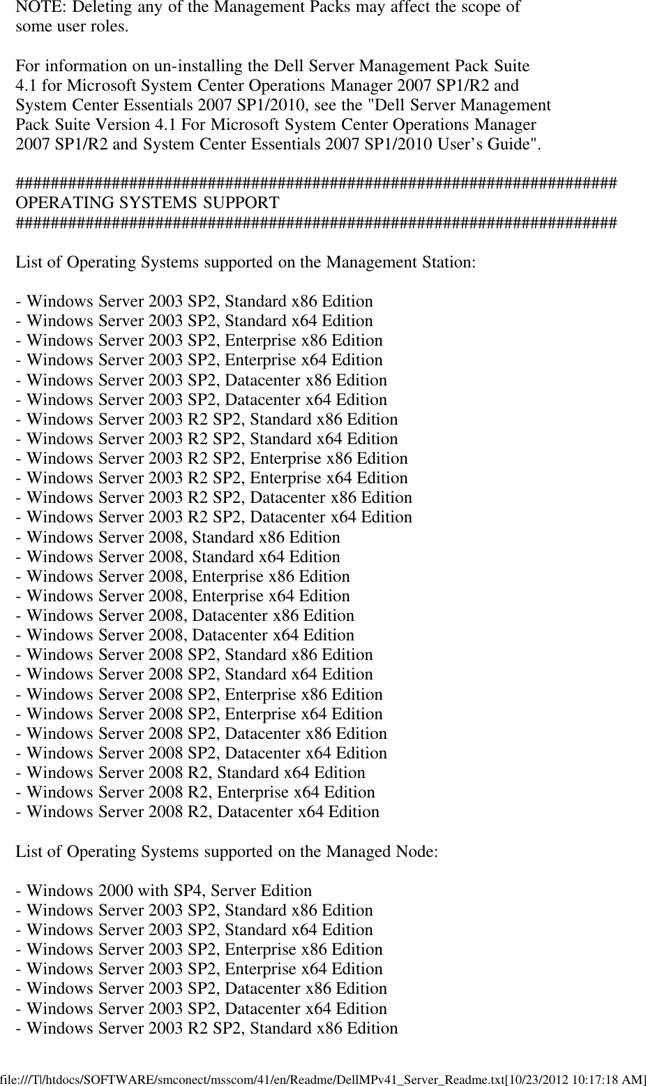 Page 5 of 9 - Dell Dell-Server-Management-Pack-Version-4-1-For-Microsoft-System-Center-Operations-Manager-Owners-Manual- Readme For Server Management Pack  Dell-server-management-pack-version-4-1-for-microsoft-system-center-operations-manager-owners-manual