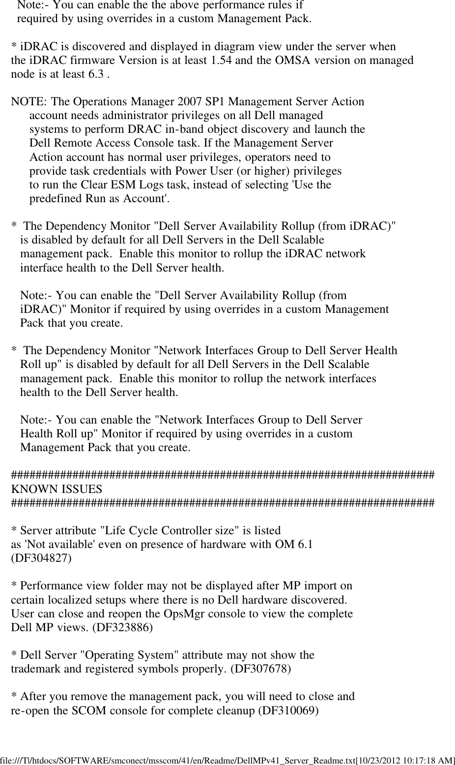 Page 8 of 9 - Dell Dell-Server-Management-Pack-Version-4-1-For-Microsoft-System-Center-Operations-Manager-Owners-Manual- Readme For Server Management Pack  Dell-server-management-pack-version-4-1-for-microsoft-system-center-operations-manager-owners-manual