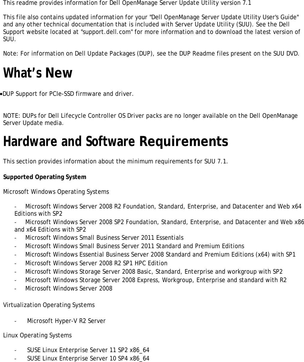 Page 2 of 8 - Dell Dell-Server-Update-Utility-Version-7-1-Owners-Manual- Server Update Utility Version 7.1 Readme  Dell-server-update-utility-version-7-1-owners-manual