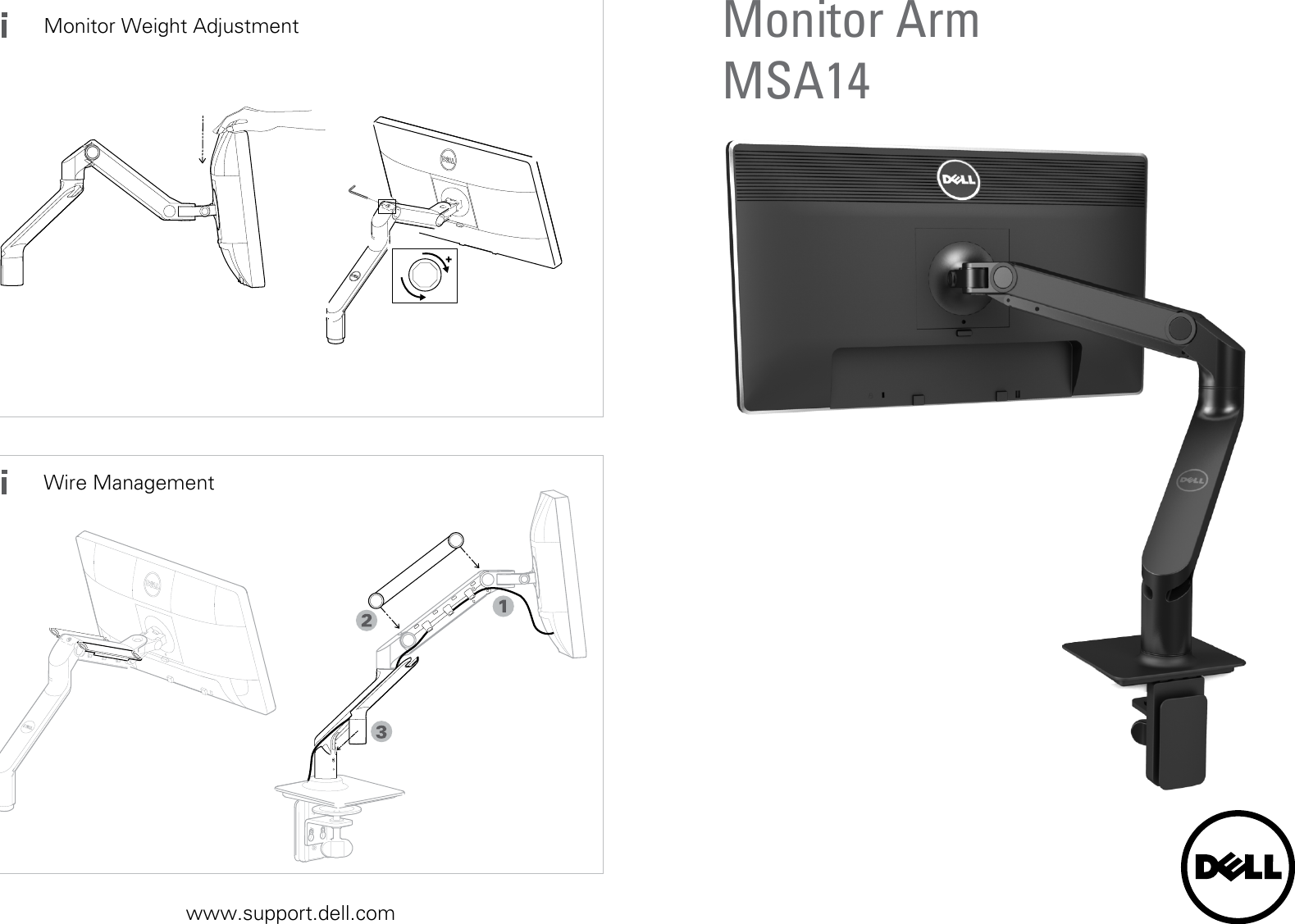 Dell Single Arm Monitor Msa14 Quick Start Guide