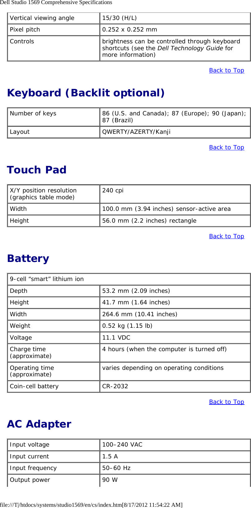 Page 4 of 5 - Dell Dell-Studio-1569-Specifications- Studio 1569 Comprehensive Specifications  Dell-studio-1569-specifications