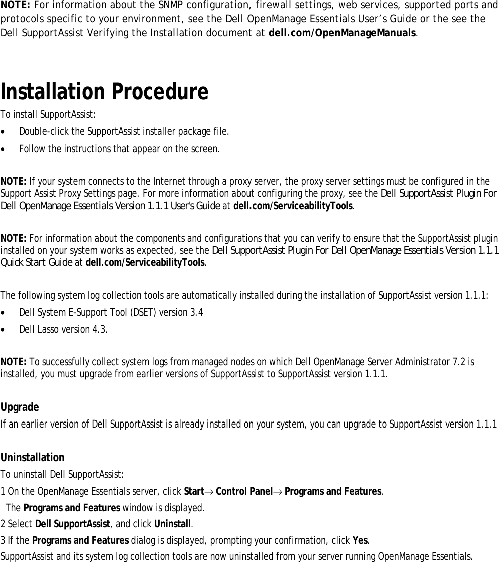 Page 8 of 9 - Dell Dell-Supportassist-Plugin-For-Openmanage-Essentials-Version-1-1-1-Owners-Manual- SupportAssist Plugin For OpenManage Essentials Version 1.1.1 Readme  Dell-supportassist-plugin-for-openmanage-essentials-version-1-1-1-owners-manual