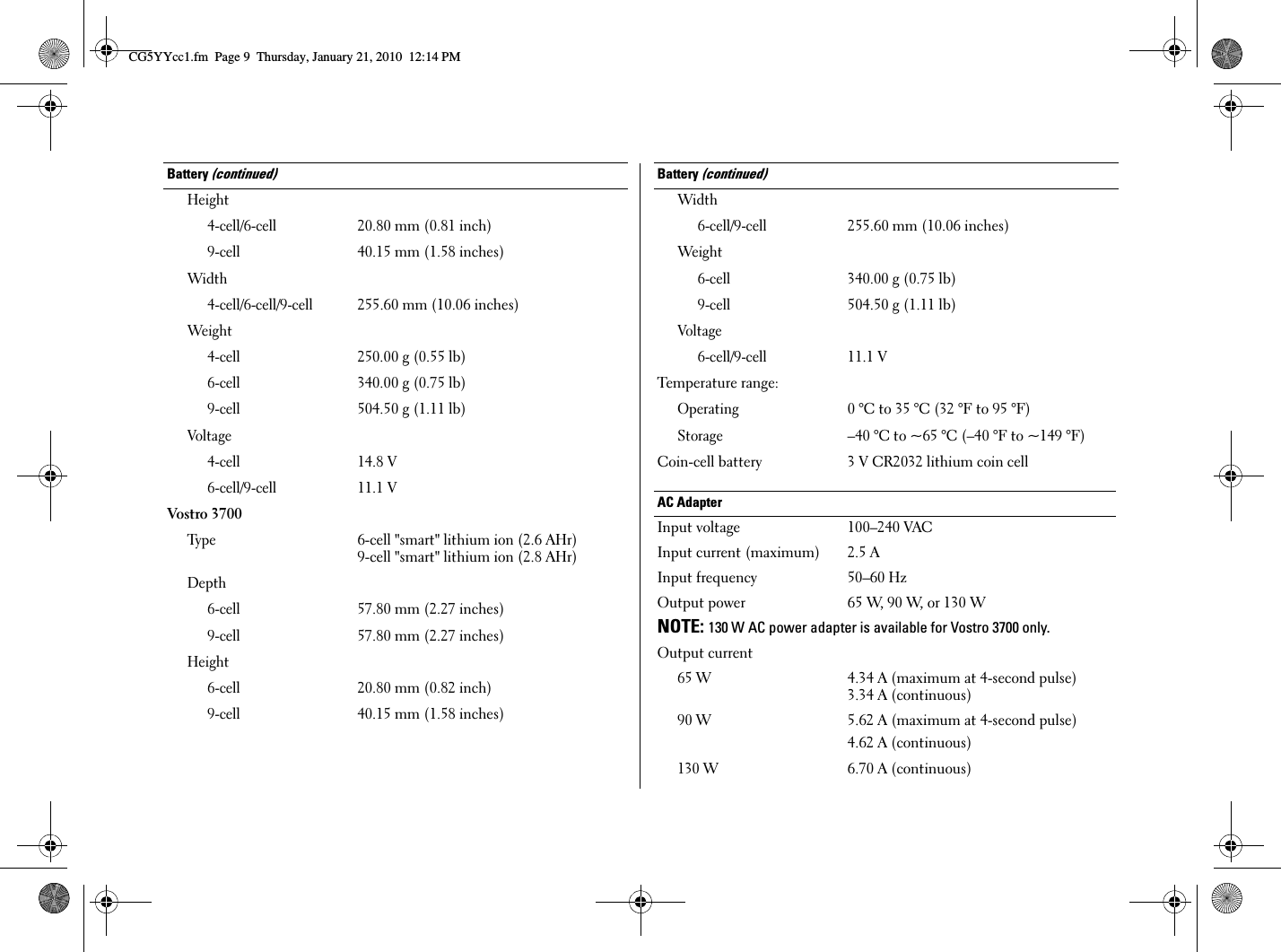 Page 9 of 12 - Dell Dell-Vostro-3700-Tech-Sheet- Vostro 3700 Setup And Features Information Tech Sheet  Dell-vostro-3700-tech-sheet