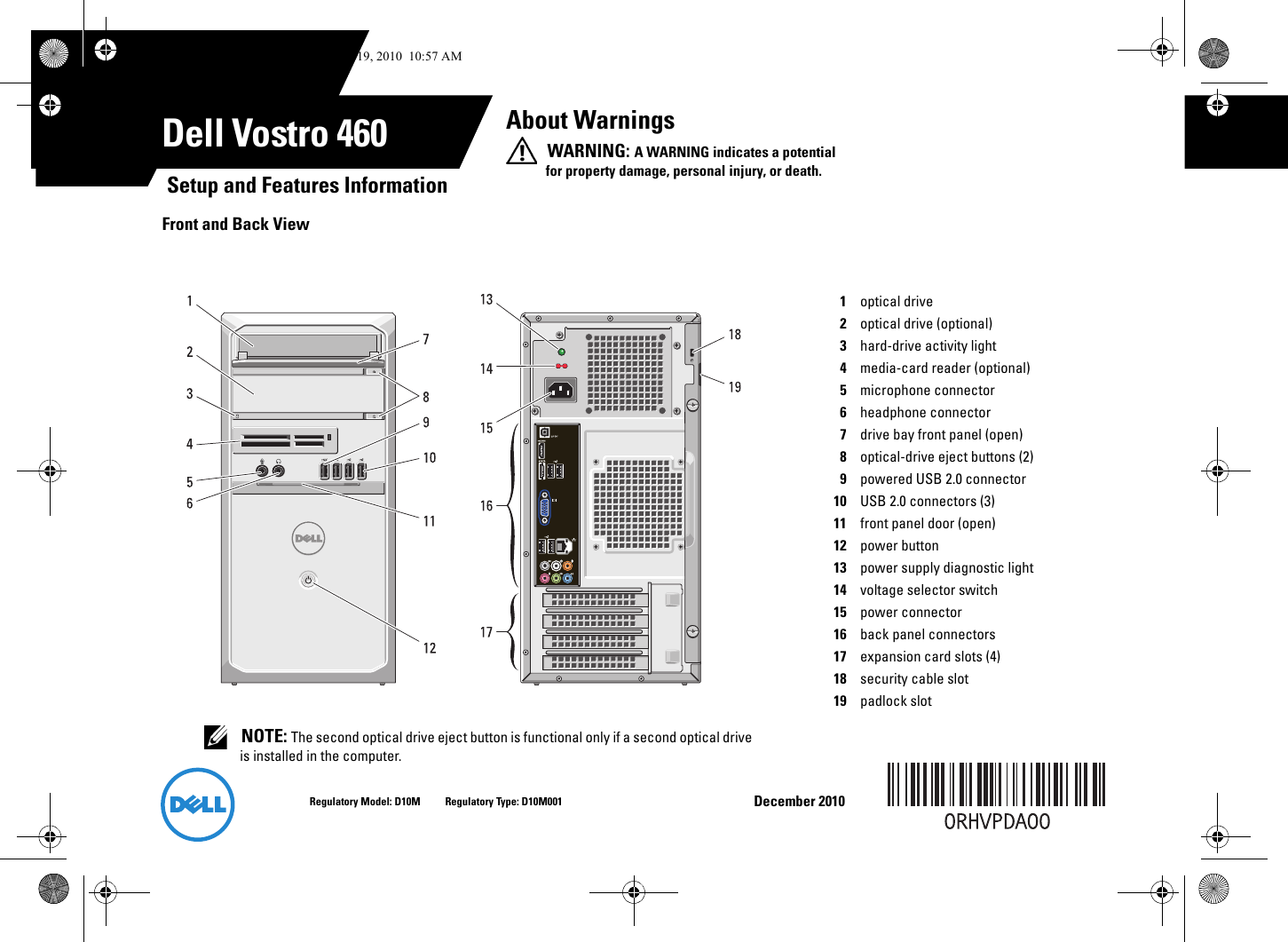 Page 1 of 6 - Dell Dell-Vostro-460-Quick-Start-Guide- Vostro 460 Setup And Features Information  Dell-vostro-460-quick-start-guide