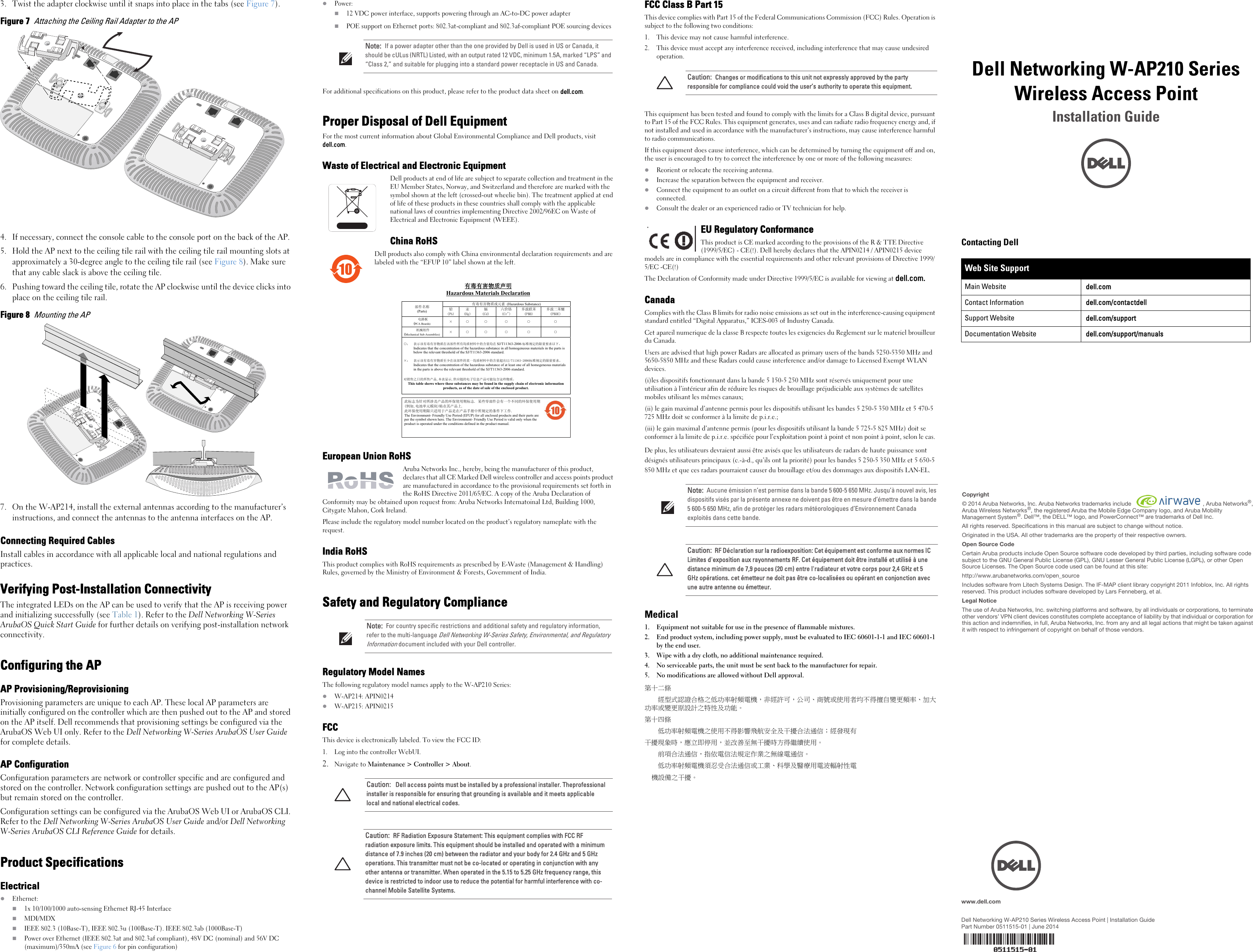 Page 2 of 2 - Dell Dell-W-Ap214-215-Owners-Manual- W-AP214/215 Access Point Installation Guide  Dell-w-ap214-215-owners-manual