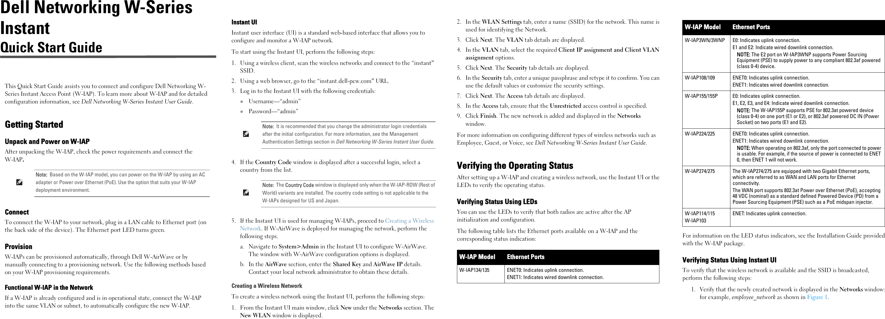 Page 1 of 2 - Dell Dell-W-Iap103-Quick-Start-Guide- Instant 6.4.0.2-4.1 Quick Start Guide  Dell-w-iap103-quick-start-guide