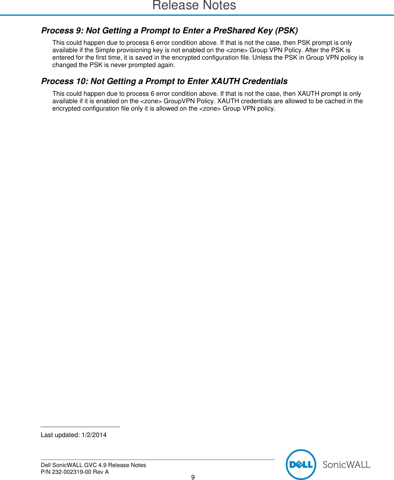 Page 9 of 9 - Dell SonicOS SonicWALL GVC 4.9 Global VPN Client Release Notes User Manual  To The D593decb-d38f-4ce7-9285-f7b4e3a8fbeb