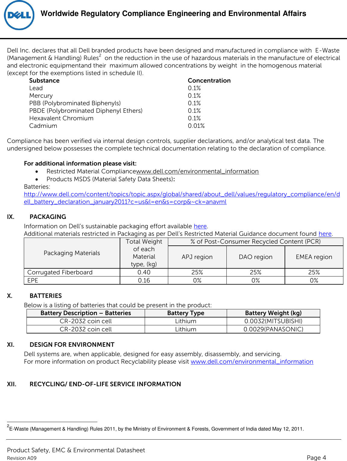 Page 4 of 6 - Dell Alienware-alpha Product Safety, EMC And Environmental Datasheet User Manual Yderligere Dokumenter - Regulatory Alienware Alpha,d07u,d07u001,dell