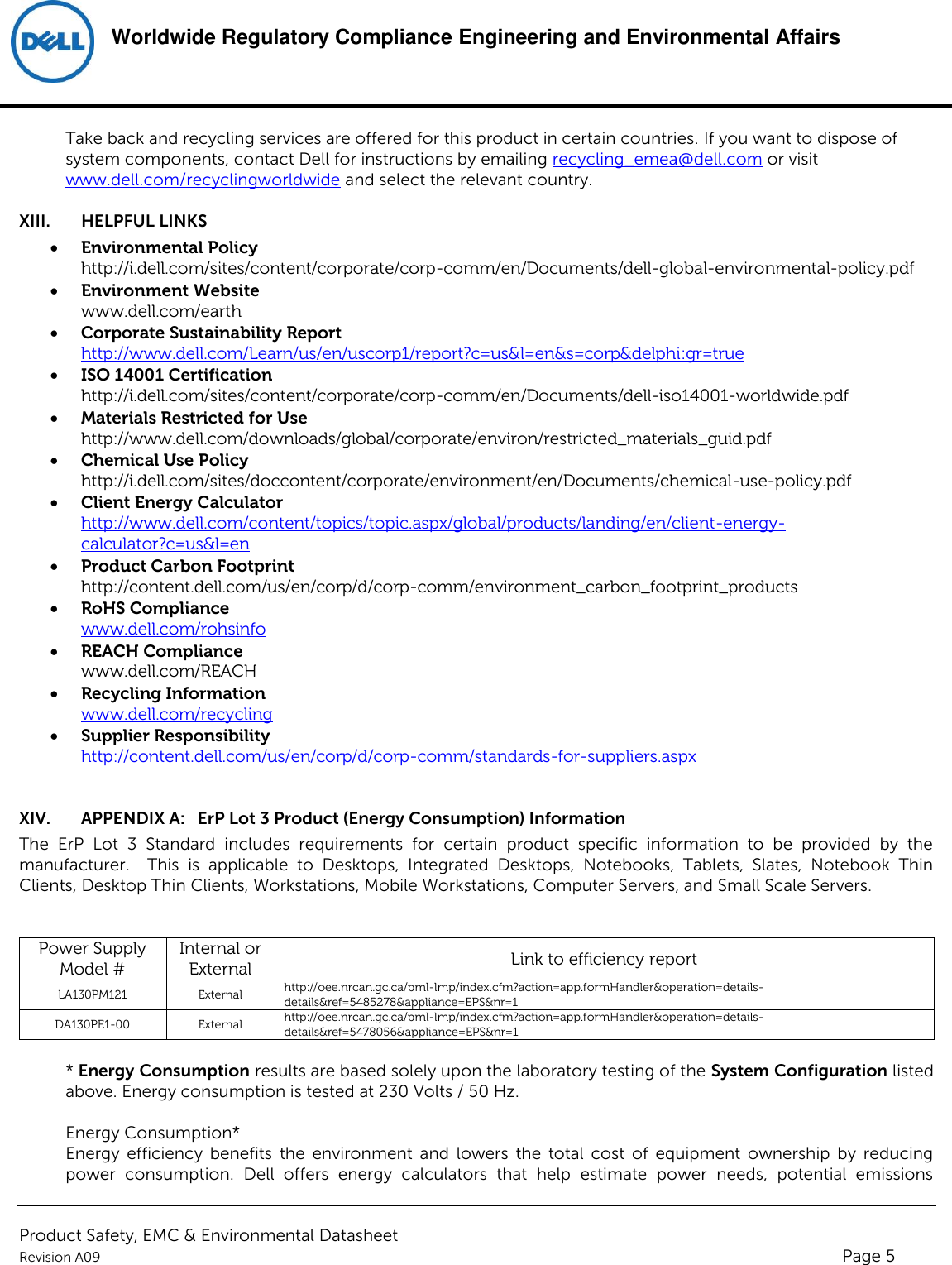 Page 5 of 6 - Dell Alienware-alpha Product Safety, EMC And Environmental Datasheet User Manual Yderligere Dokumenter - Regulatory Alienware Alpha,d07u,d07u001,dell