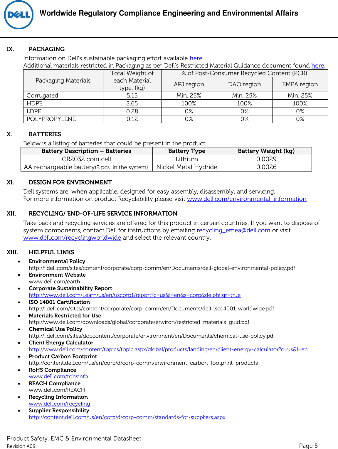 Page 5 of 6 - Dell Alienware-aurora Product Safety, EMC And Environmental Datasheet User Manual  - Regulatory Alienware Aurora,d01m,d01m004,dell
