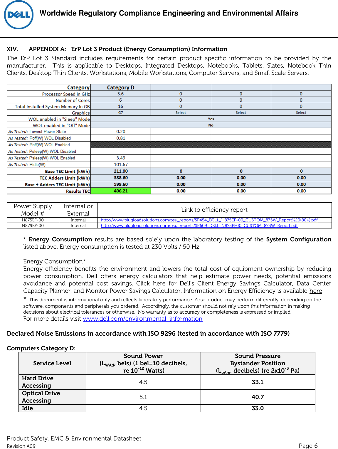 Page 6 of 6 - Dell Alienware-aurora Product Safety, EMC And Environmental Datasheet User Manual  - Regulatory Alienware Aurora,d01m,d01m004,dell