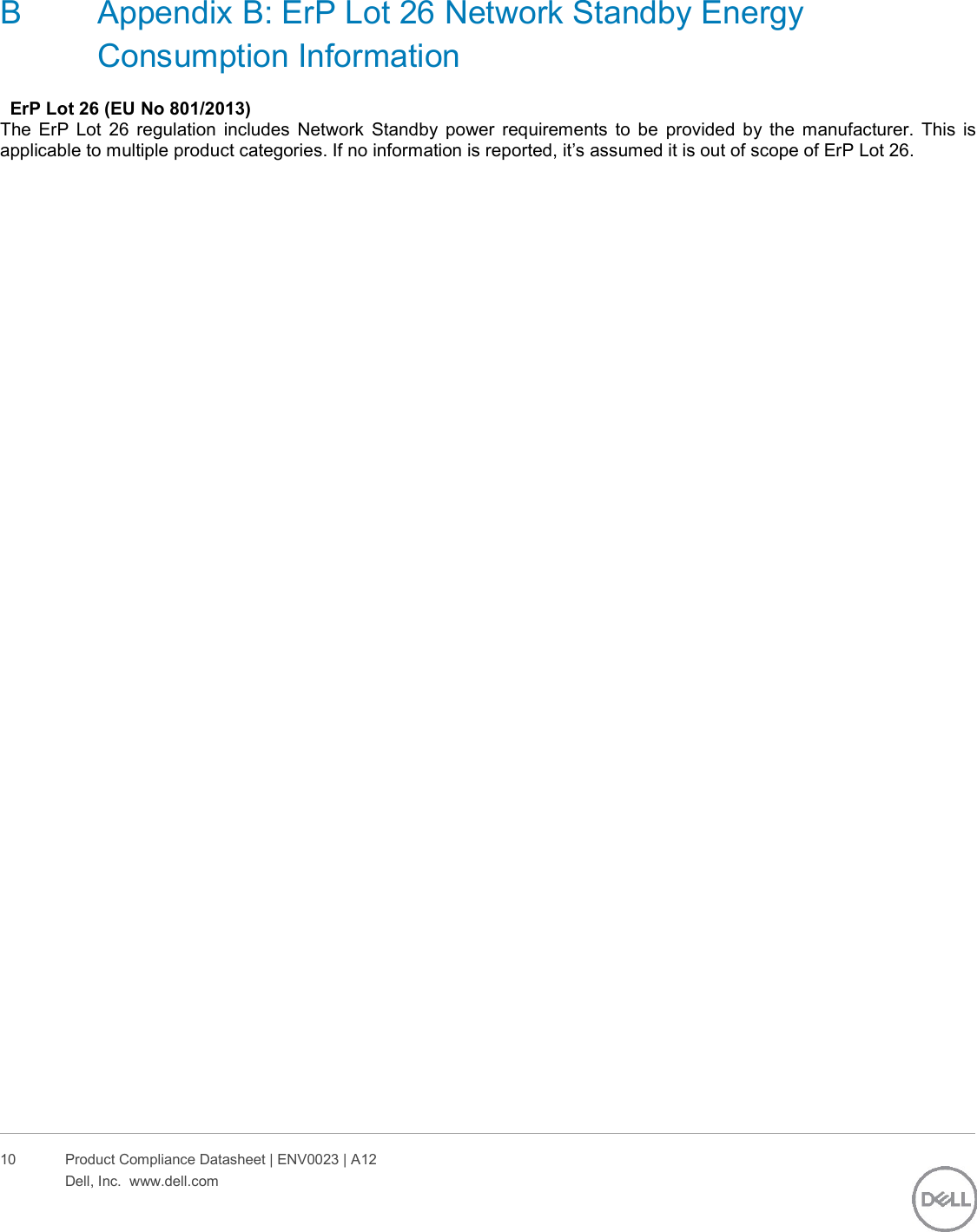 Page 10 of 10 - Dell Alienware-aurora-r7-desktop - ENV0023_A12-00_Shadowcat CFL User Manual DalÅ¡Ã­ Dokumenty Regulatory And Environmental Datasheet Alienware Aurora R7,d23m,d23m002,dell