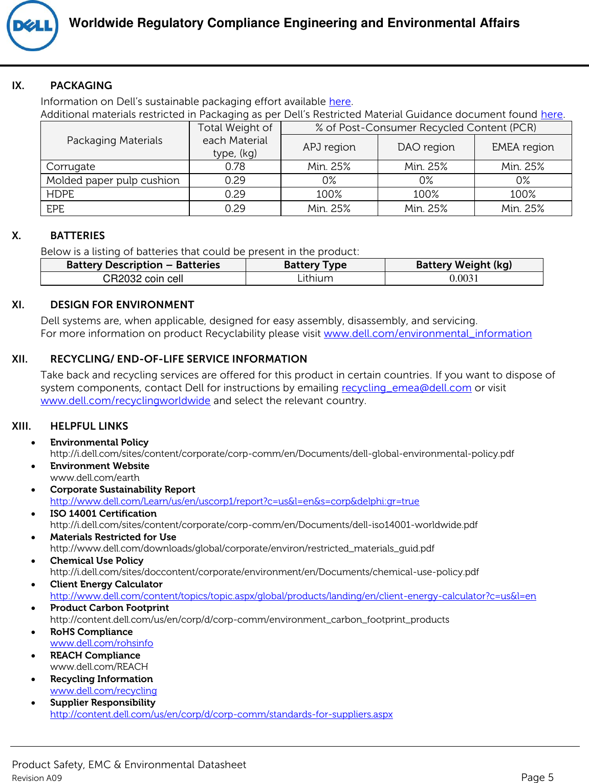 Page 5 of 6 - Dell Alienware-x51-r2 Product Safety, EMC And Environmental Datasheet User Manual Yderligere Dokumenter - Regulatory Alienware X51 R2,d05s,d05s002,dell