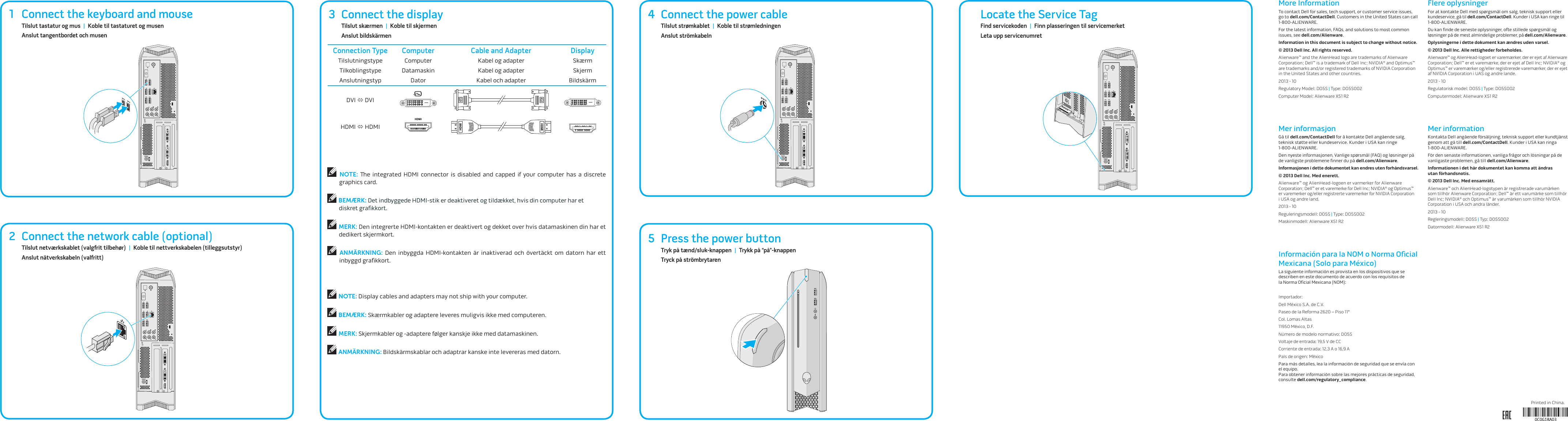 Page 2 of 2 - Dell Alienware-x51-r2 Snabbstartguide User Manual Ytterligare Dokument - Setup Guide Sv-se