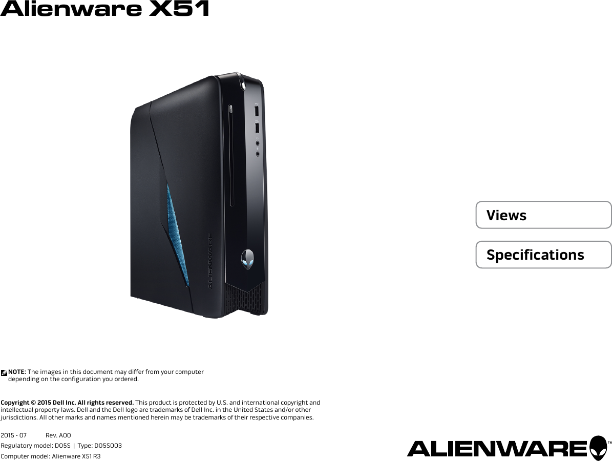 Dell Alienware X51 R3 Specifications User Manual Reference Guide En Us