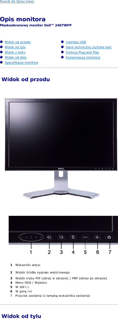 Dell wfp Hc Plaskoekranowy Monitor Dell 2407wfp User Manual Pa Askoekranowy User S Guide Po Pl