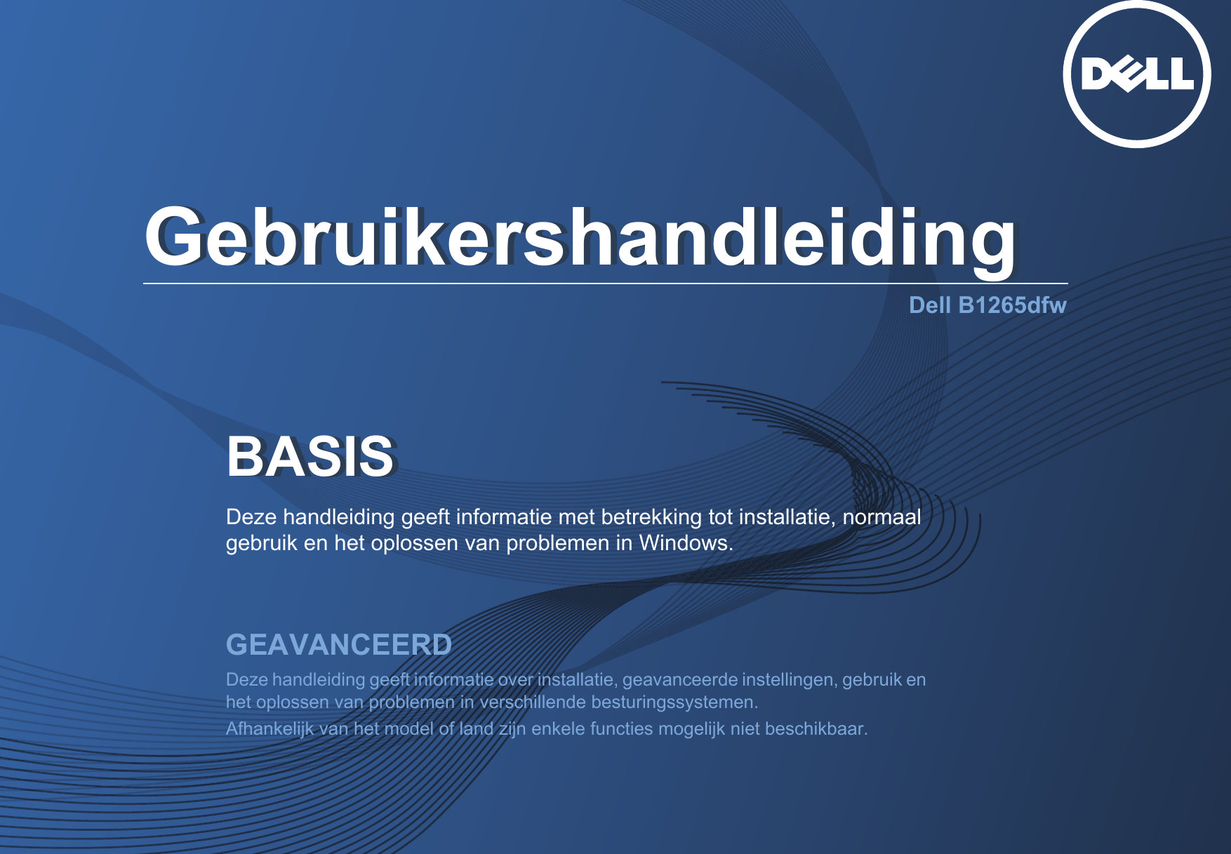 Dell B1265dfw Gebruikershandleiding User Manual User's Guide Nl