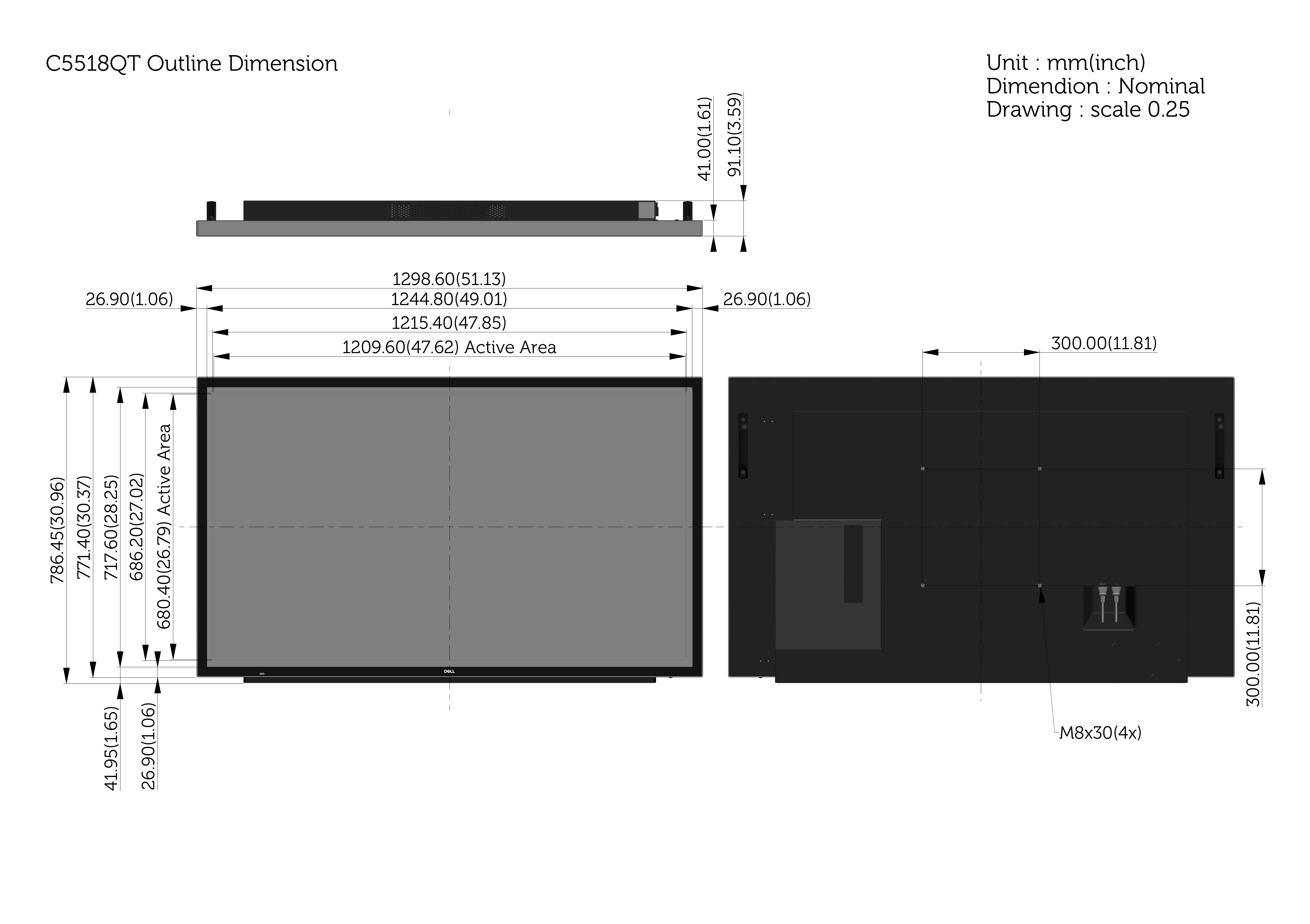 Page 1 of 1 - Dell Dell-c5518qt-monitor C5518QT Outline Dimension User Manual  - Reference Guide En-us