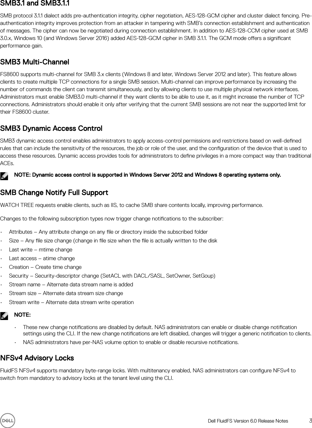 Page 3 of 9 - Dell Dell-compellent-fs8600 FluidFS Version 6.0 Release Notes User Manual  - Fluid FS Notes2 En-us