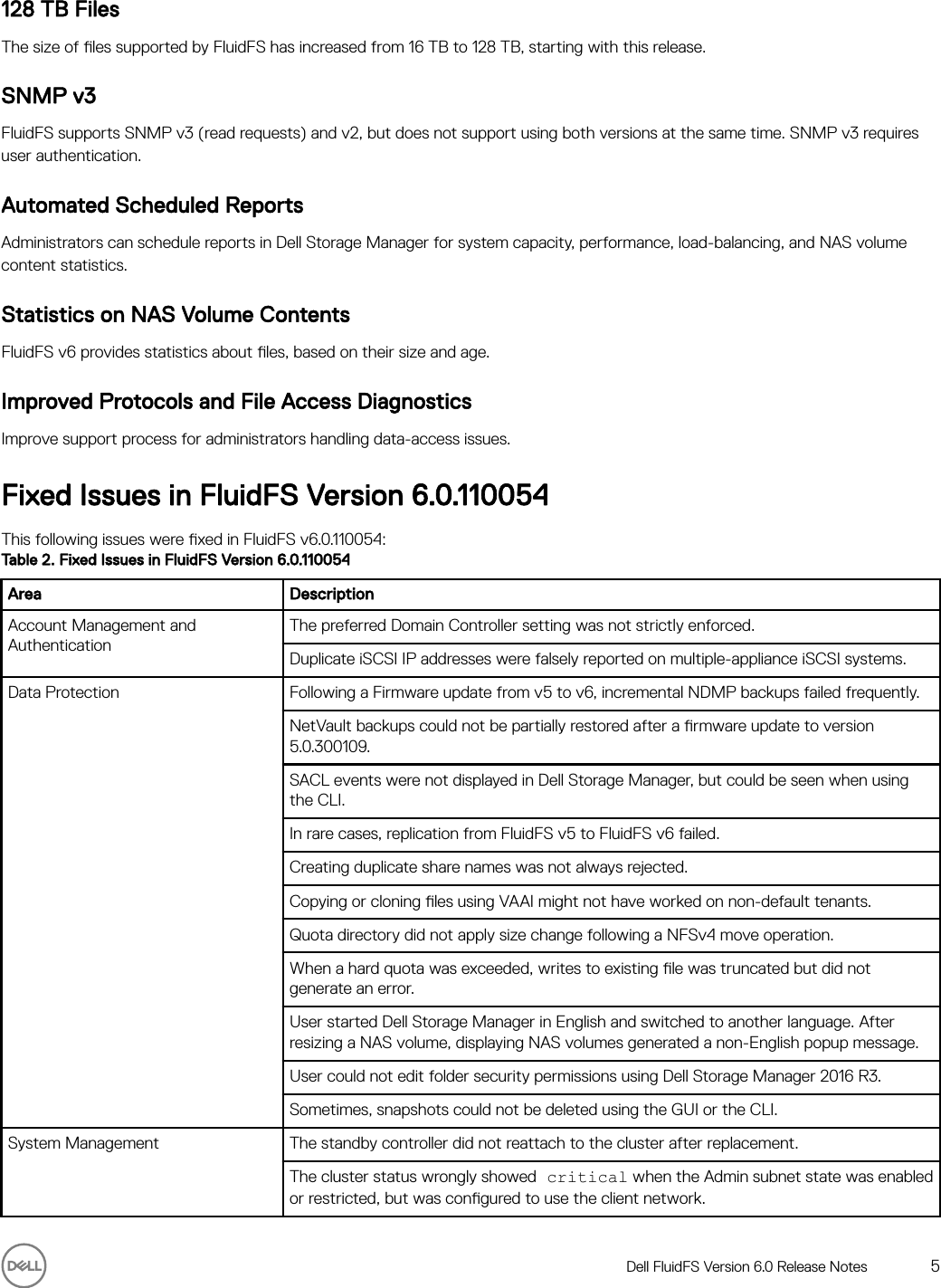 Page 5 of 9 - Dell Dell-compellent-fs8600 FluidFS Version 6.0 Release Notes User Manual  - Fluid FS Notes2 En-us