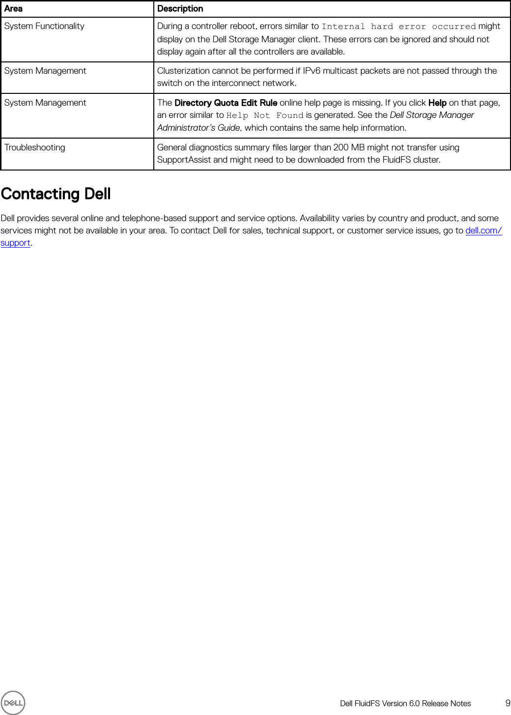 Page 9 of 9 - Dell Dell-compellent-fs8600 FluidFS Version 6.0 Release Notes User Manual  - Fluid FS Notes2 En-us