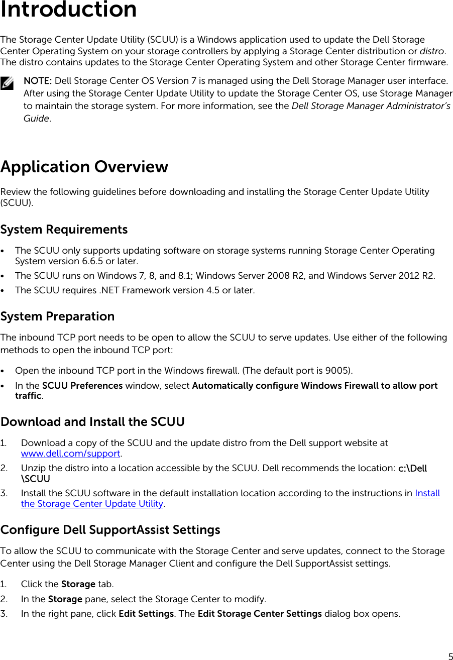 Page 5 of 7 - Dell Dell-compellent-sc4020 Storage Center OS Version 7 Update Utility Administrator’s Guide User Manual  - Administrator Guide9 En-us