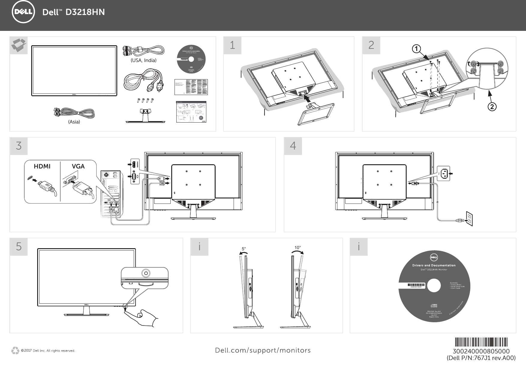 Dell d3218hn monitor Quick Setup Guide User Manual En us