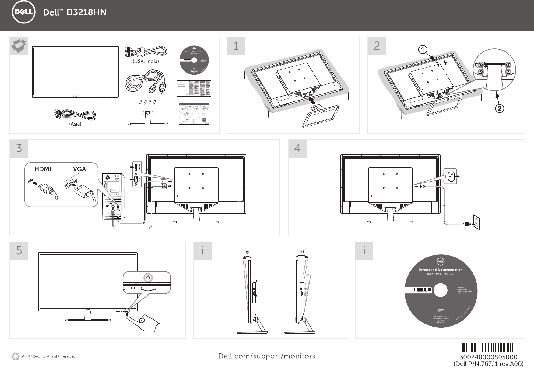 Page 1 of 1 - Dell Dell-d3218hn-monitor D3218HN - Quick Setup Guide User Manual  En-us