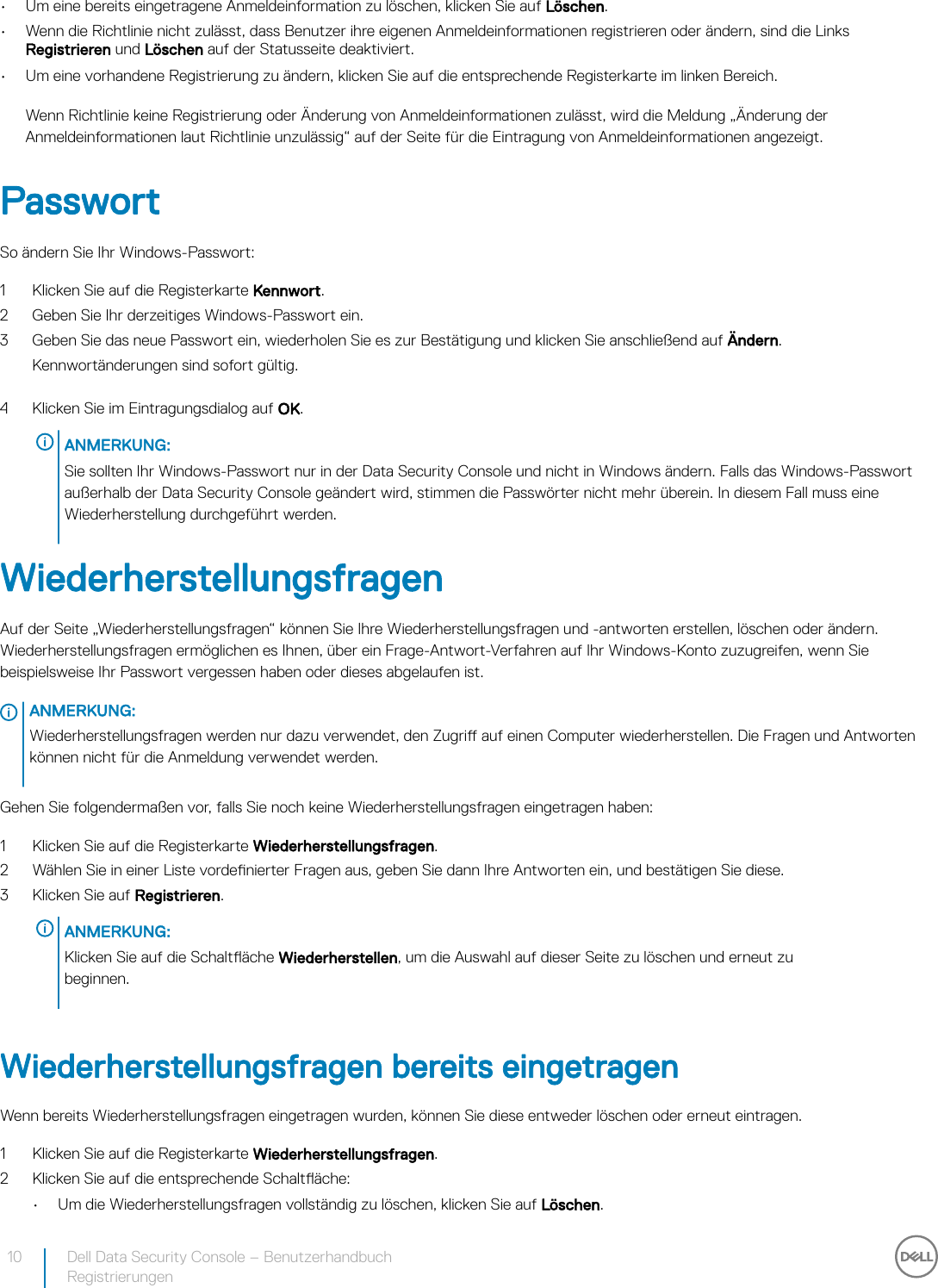 Page 10 of 12 - Dell Dell-data-protection-encryption Data Security Console – Benutzerhandbuch Encryption Status/Authentication Enrollment V8.17 User Manual Aktualisieren Von Treibern Und Firmware FÃ¼r Control Vault Users-guide20 De-de