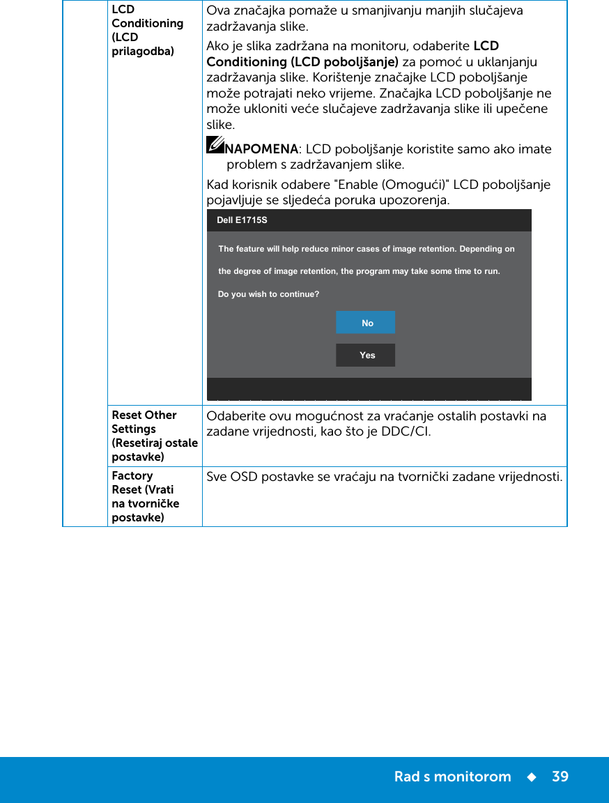 Dell E1715s Monitor Korisnicki Prirucnik User Manual Korisnia Ki Prirua Nik User S Guide Cr Hr