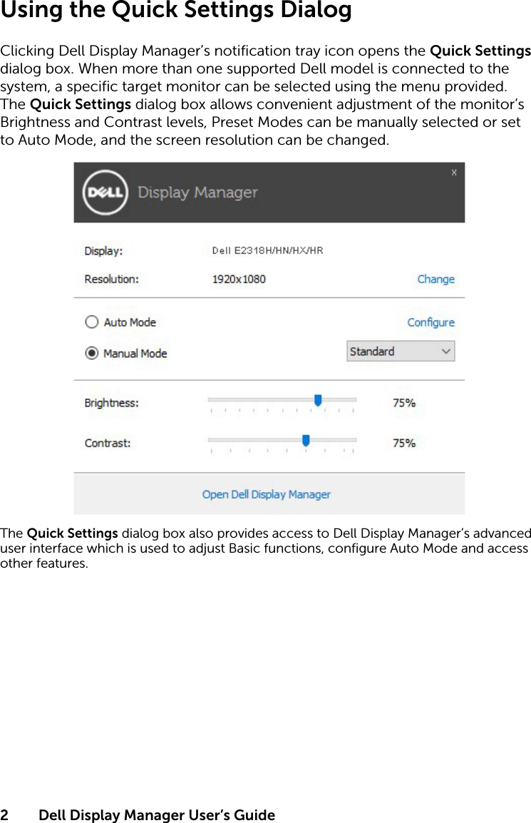Page 2 of 9 - Dell Dell-e2318h-monitor E2318H Display Manager User’s Guide User Manual - User's Guide2 En-us