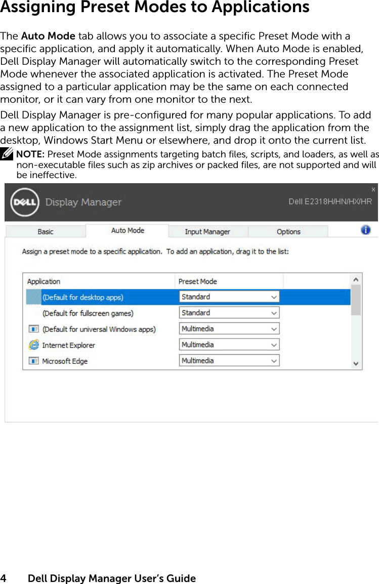 Page 4 of 9 - Dell Dell-e2318h-monitor E2318H Display Manager User’s Guide User Manual - User's Guide2 En-us