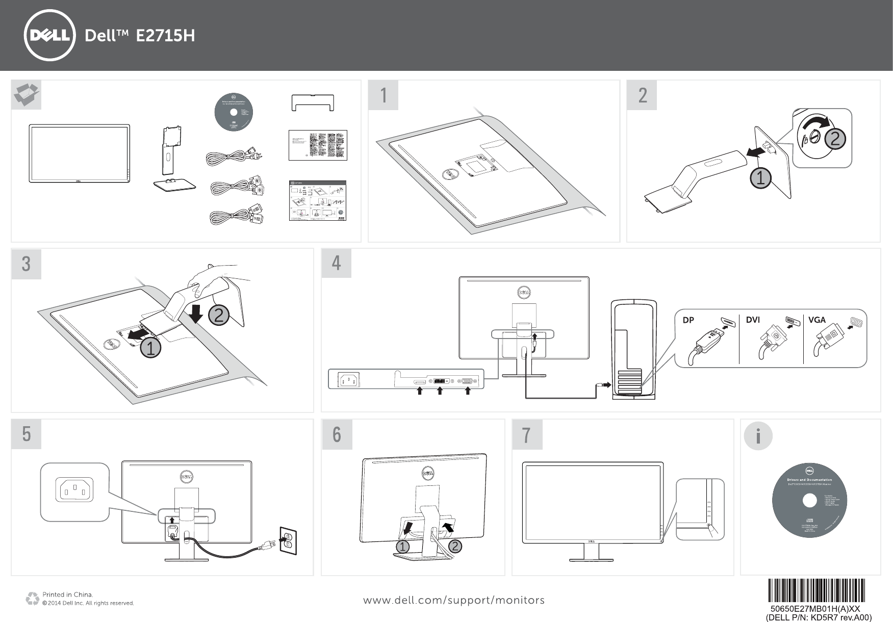 Dell e2715h Monitor Quick Setup Guide 