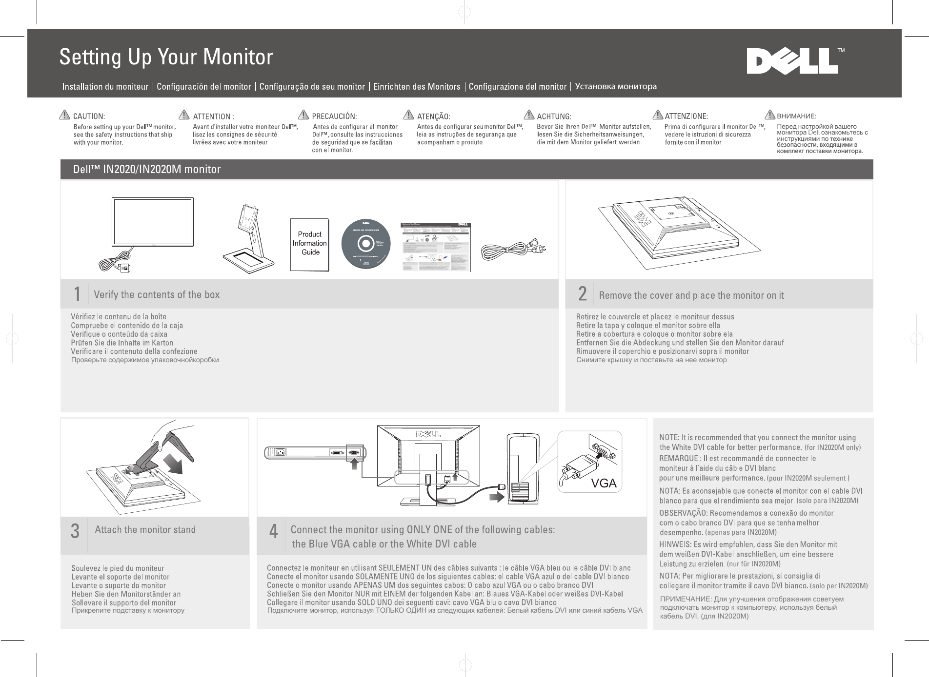 Page 1 of 2 - Dell Dell-in2020 IN2020 Monitor Schéma De Configuration User Manual S SupplÃ©mentaires - SchÃ©ma Setup Guide Fr-fr