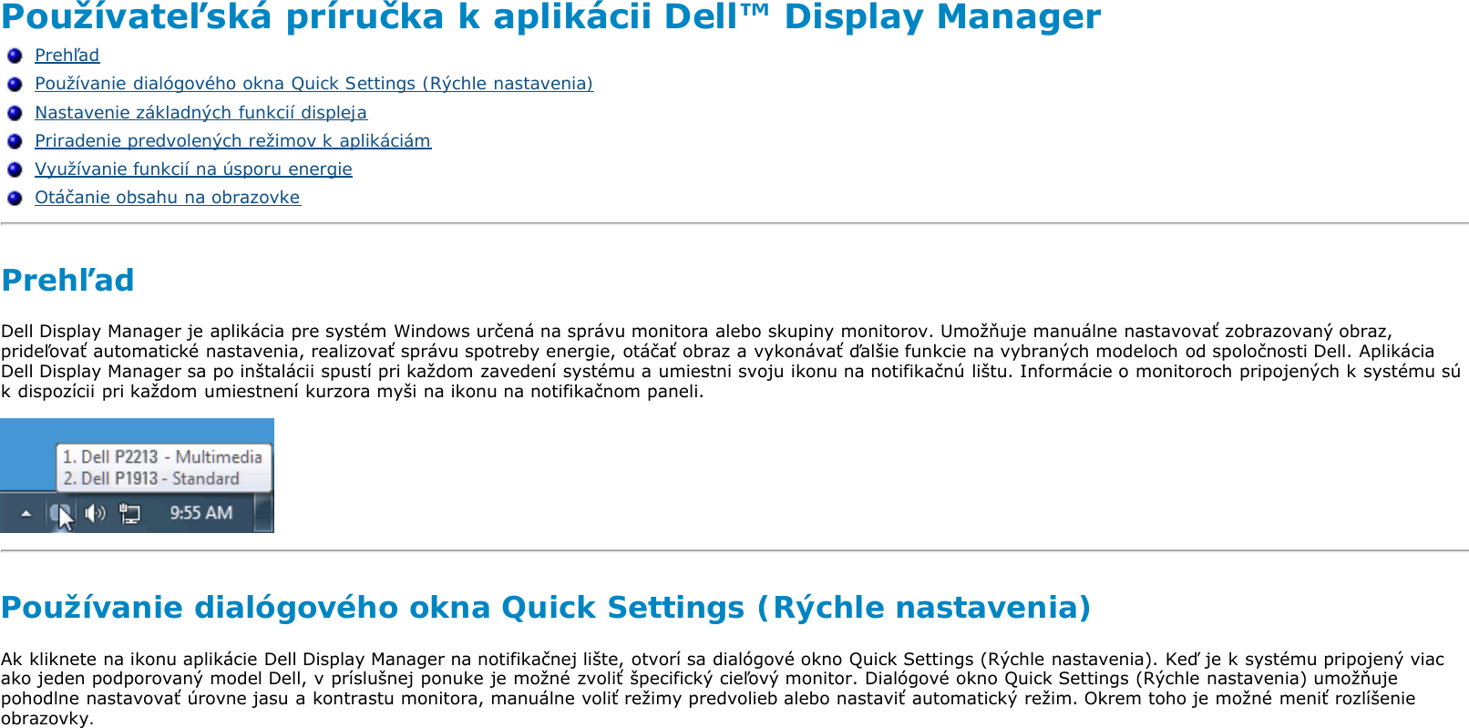 Page 1 of 6 - Dell Dell-p1913 Používateľská Príručka K Aplikácii Display Manager User Manual P1913 Monitor Guide User's Guide2 Sk-sk