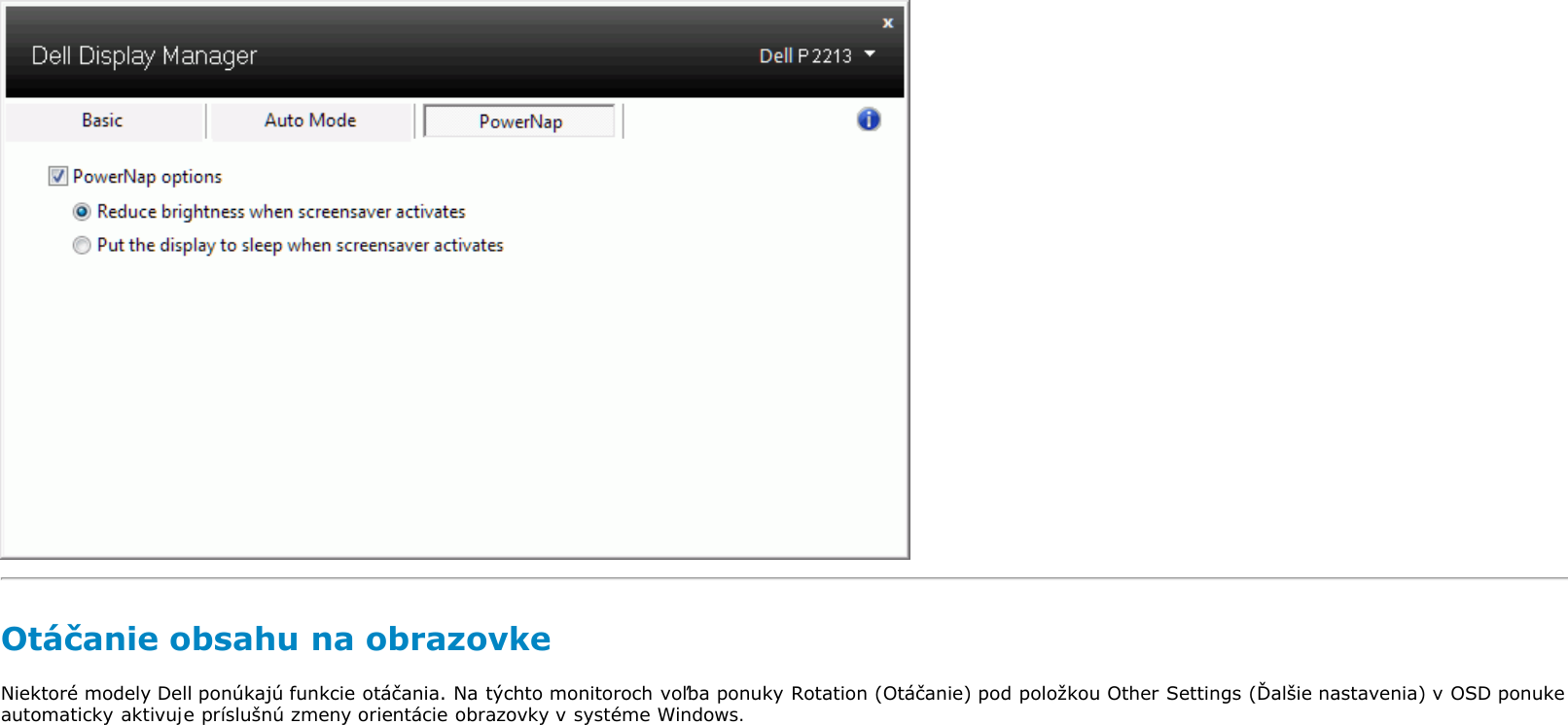 Page 5 of 6 - Dell Dell-p1913 Používateľská Príručka K Aplikácii Display Manager User Manual P1913 Monitor Guide User's Guide2 Sk-sk