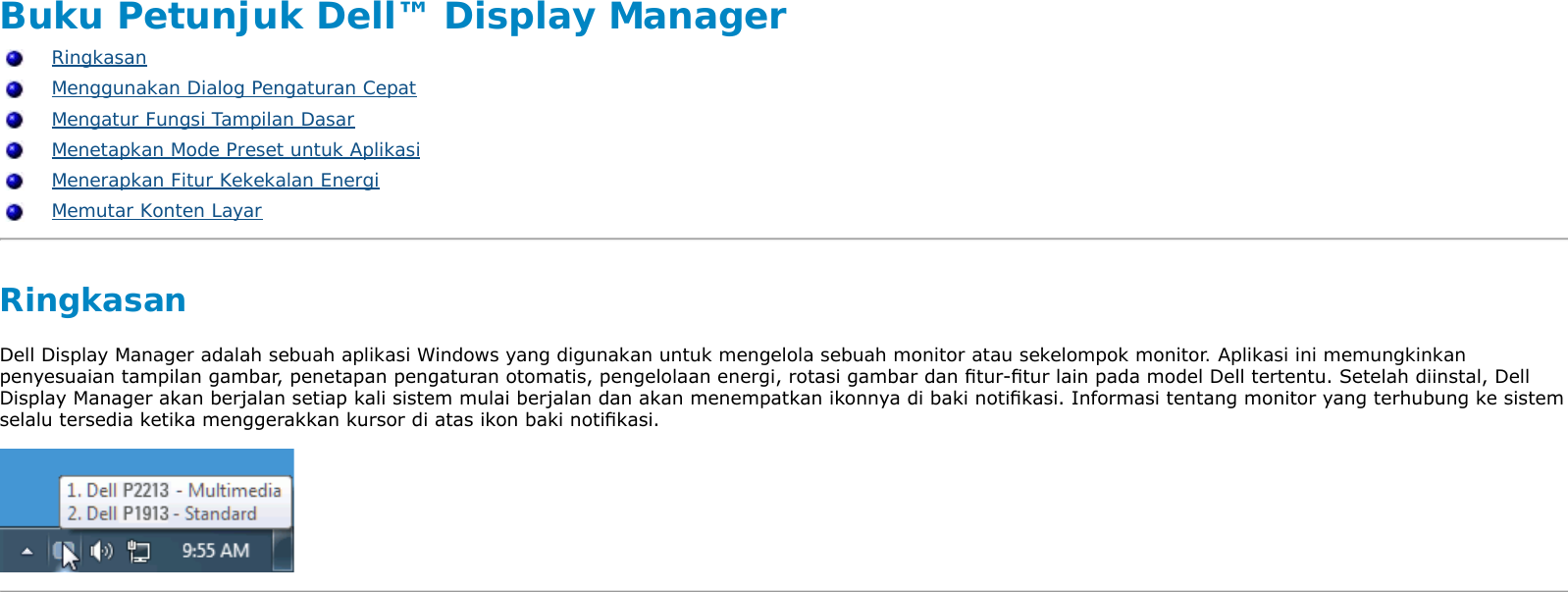 Page 1 of 6 - Dell Dell-p1913s Buku Petunjuk Display Manager User Manual User's Guide In-id