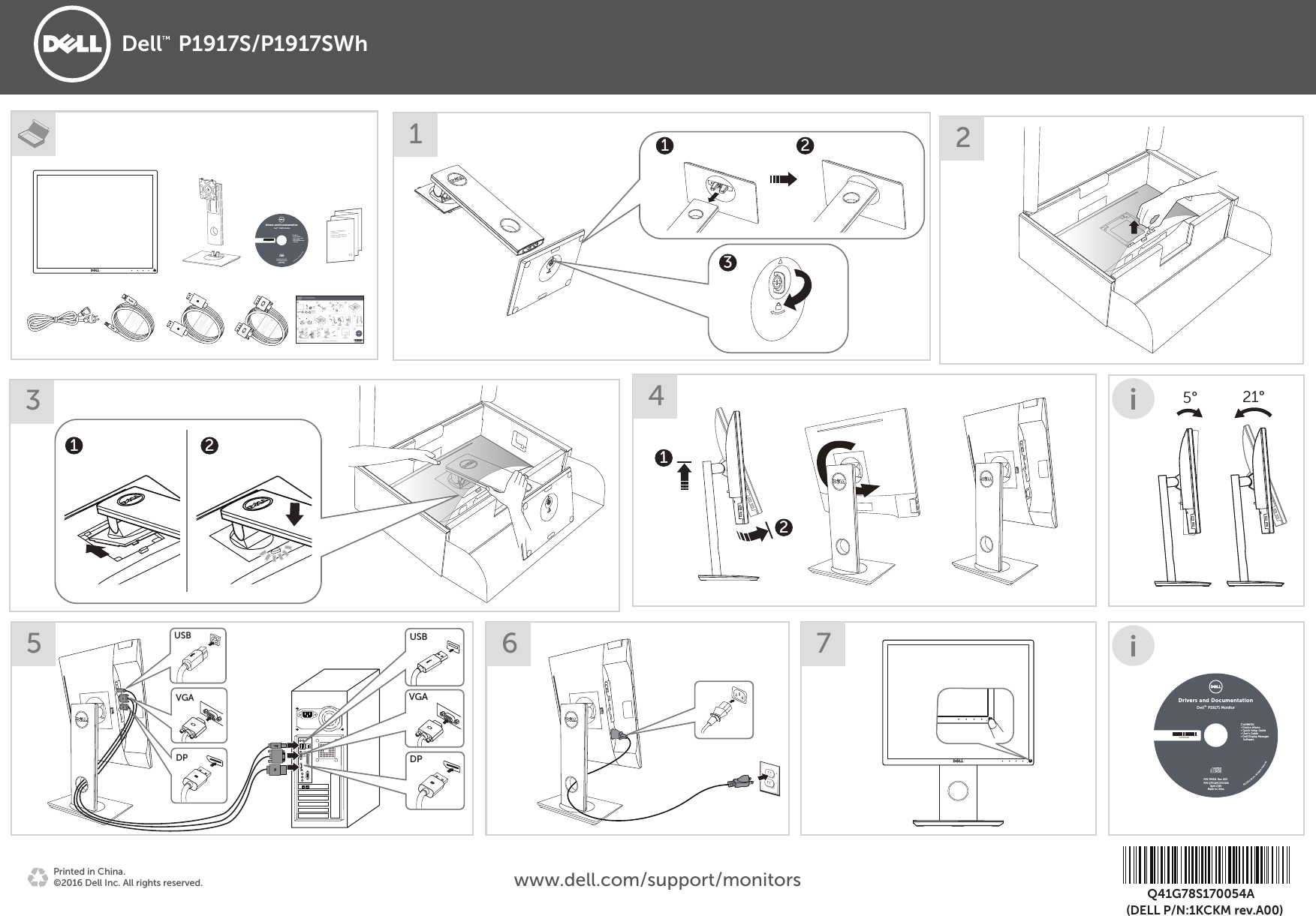 Page 1 of 1 - Dell Dell-p1917s-monitor P1917S Monitor Quick Setup Guide User Manual - En-us
