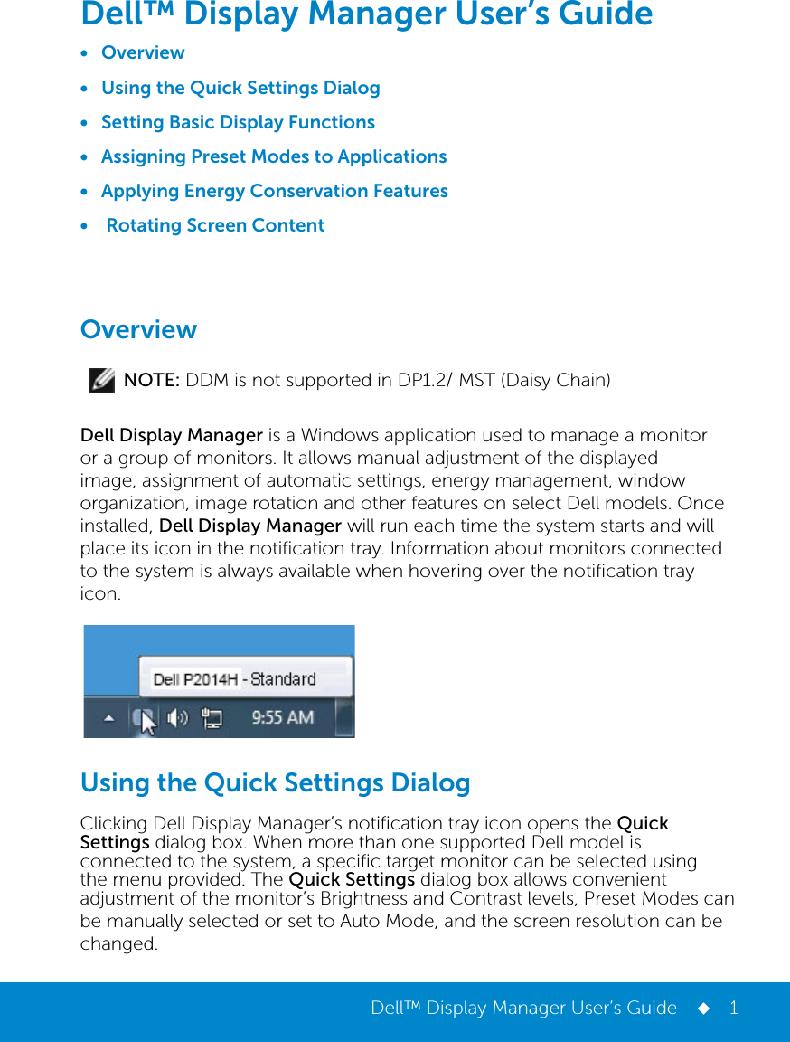 Page 1 of 3 - Dell Dell-p2014h Display Manager User’s Guide User Manual  - White Papers En-us