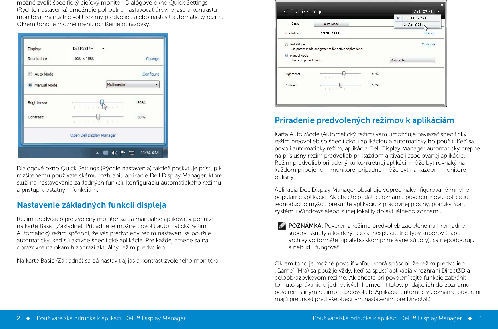 Dell P2314h Pouzivateľska Prirucka K Aplikacii Delltm Display Manager User Manual Prarua Ka Pre Poua Avatea A User S Guide2 Sk