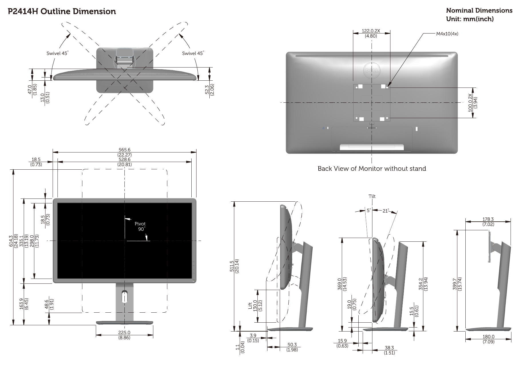 dell 27 monitor dimensions