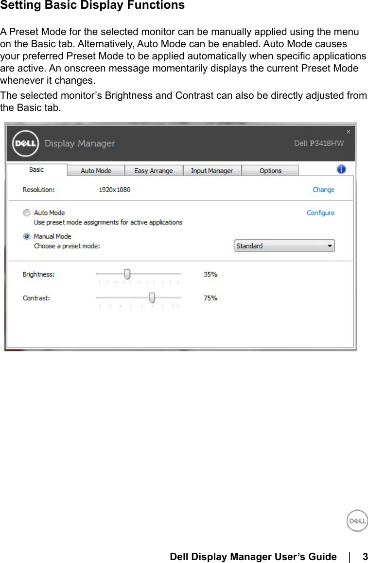 Page 3 of 10 - Dell Dell-p3418hw-monitor P3418HW Display Manager User’s Guide User Manual User's Guide2 En-us