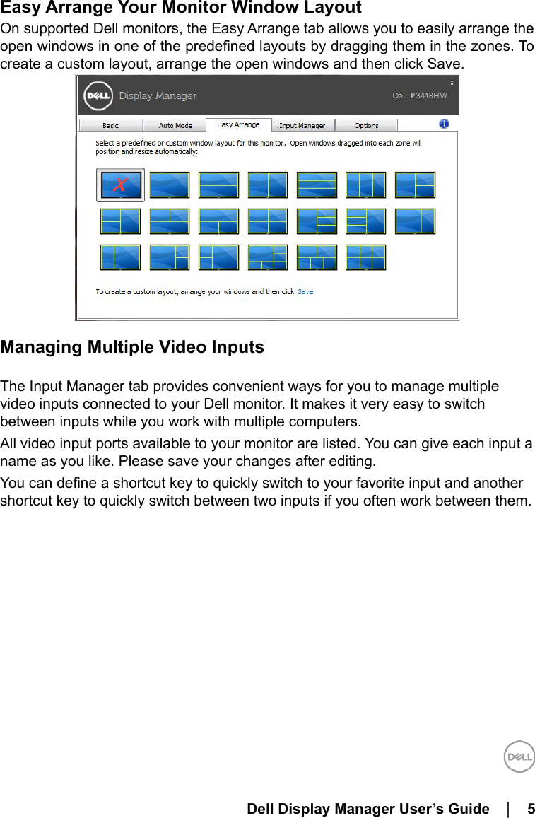 Page 5 of 10 - Dell Dell-p3418hw-monitor P3418HW Display Manager User’s Guide User Manual User's Guide2 En-us