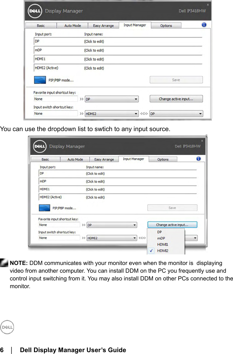 Page 6 of 10 - Dell Dell-p3418hw-monitor P3418HW Display Manager User’s Guide User Manual User's Guide2 En-us