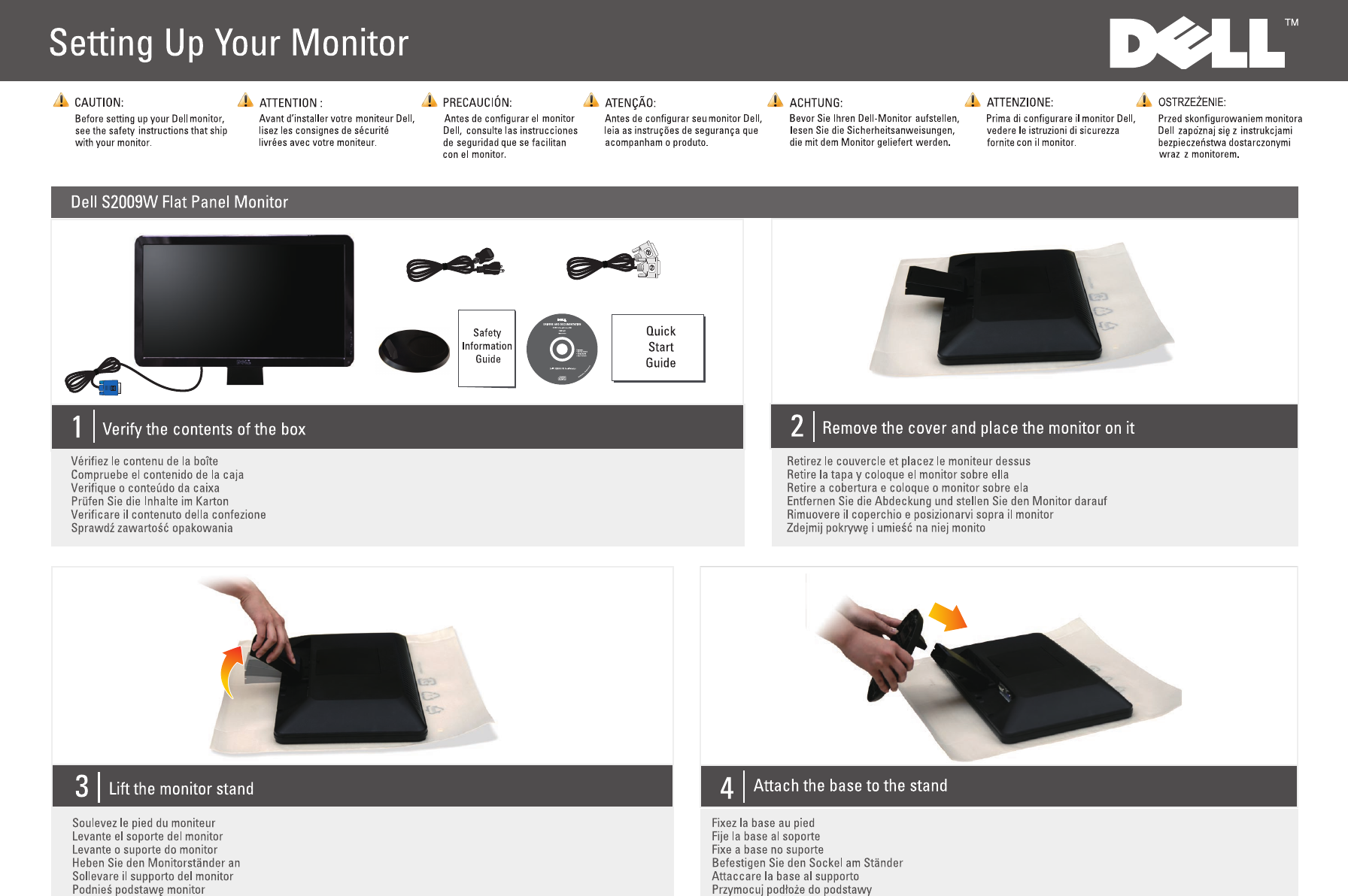 Page 1 of 2 - Dell Dell-s2009wfp S2009WFP Monitor Diagram Konfiguracji User Manual Dodatkowe Dokumenty - Setup Guide Po-pl