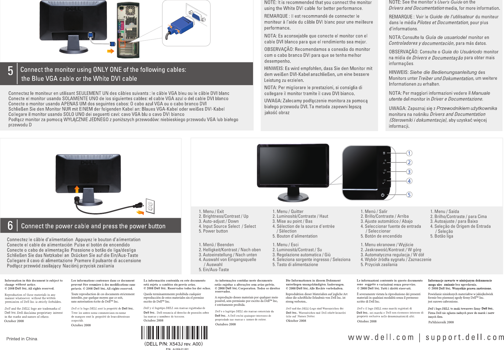 Page 2 of 2 - Dell Dell-s2009wfp S2009WFP Monitor Diagram Konfiguracji User Manual Dodatkowe Dokumenty - Setup Guide Po-pl
