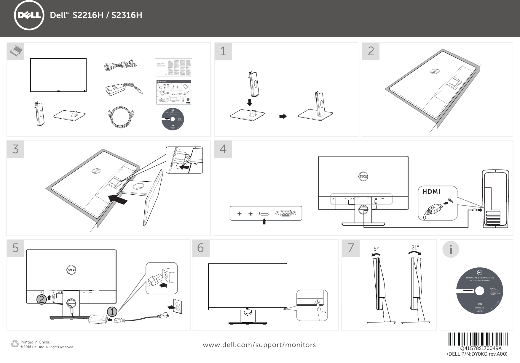 Page 1 of 1 - Dell Dell-s2216h-monitor S2216H Kurulum Şeması User Manual  - ÅemasÄ± Setup Guide Tr-tr