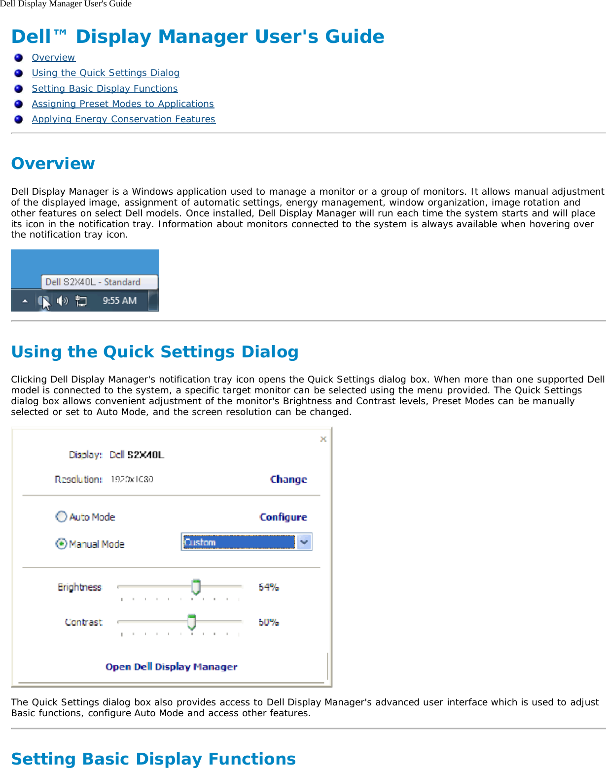 Page 1 of 3 - Dell Dell-s2240l Display Manager User's Guide User Manual S2240L Guide2 En-us