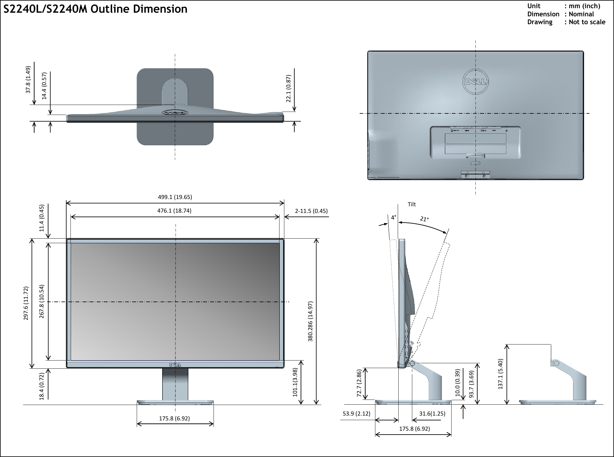 Page 1 of 1 - Dell Dell-s2240m S2240M Monitor 略圖 使用手册 其他文件 - Setup Guide2 Zh-hk